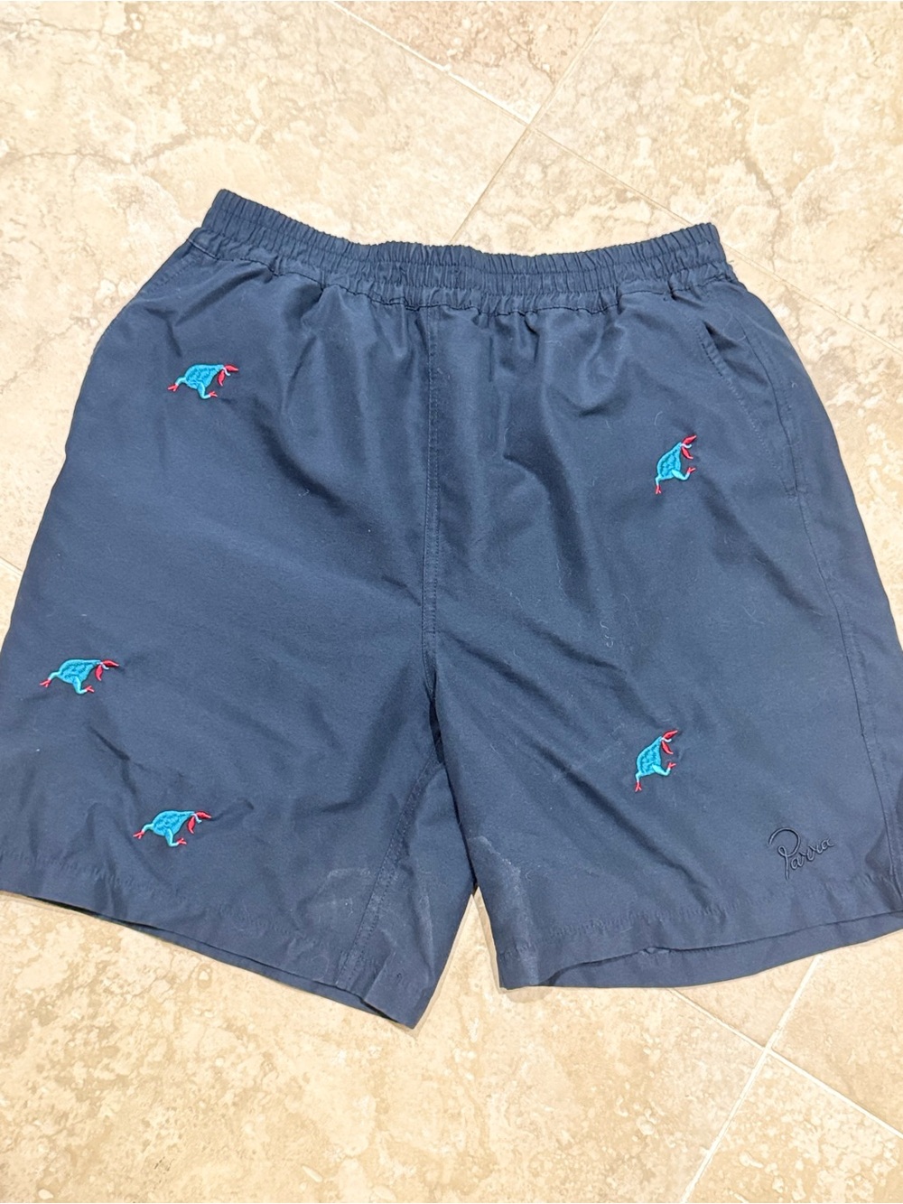 Parra Running Pear Swim Shorts Navy Blue